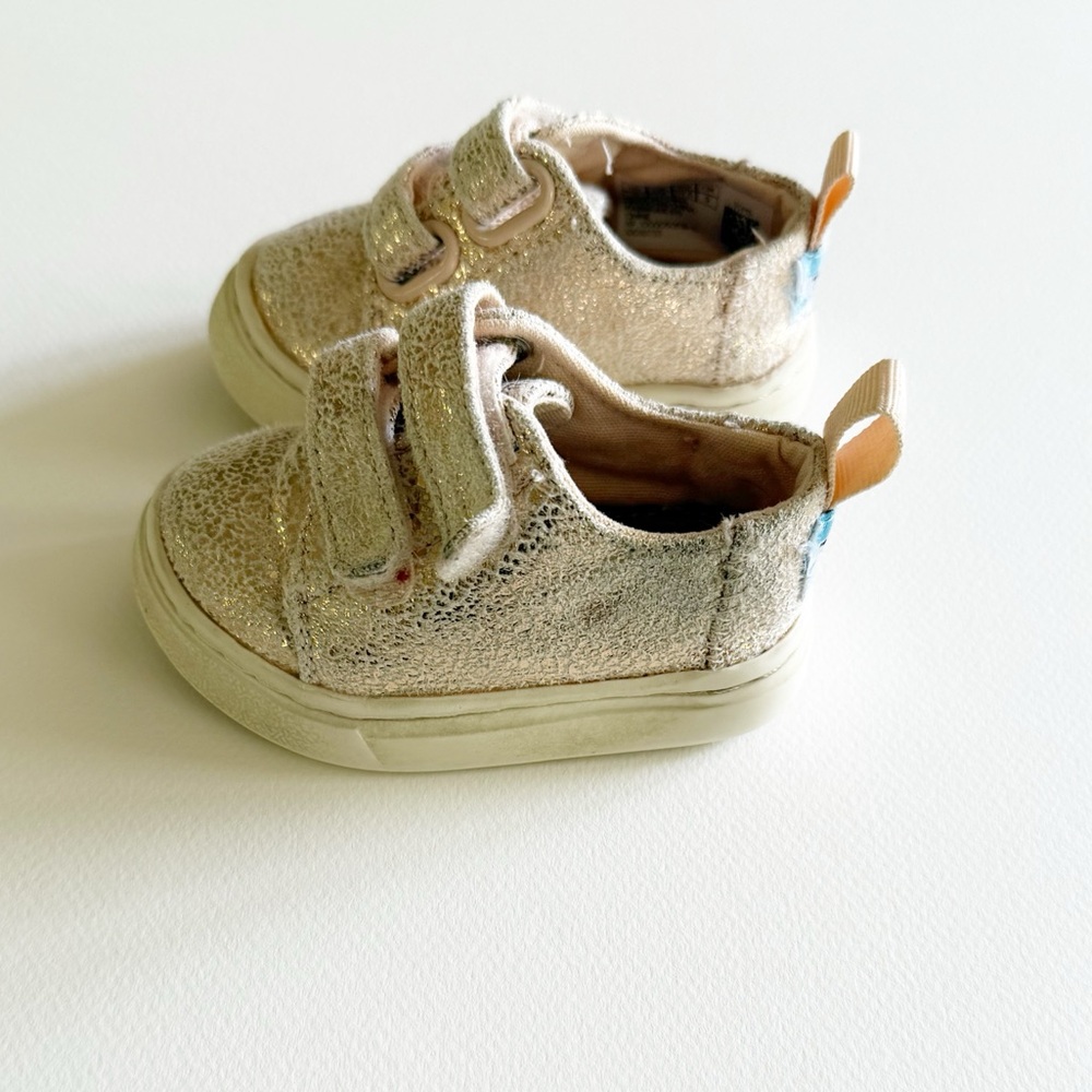Toms Toddler Rose Gold Crackle Foil Lenny Sneaker - Picture 4 of 13